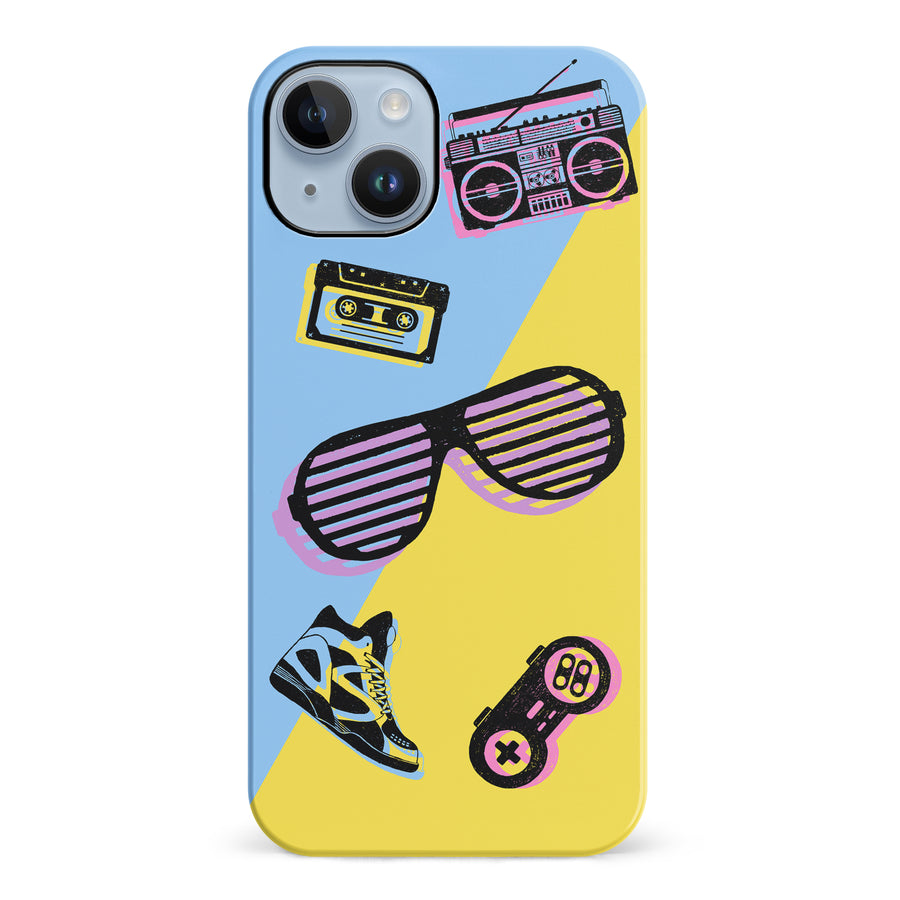 iPhone 14 Plus The Rad 90's Phone Case in Blue/Yellow