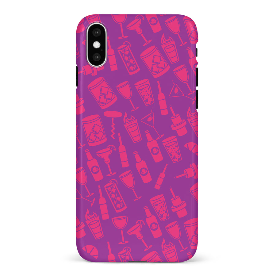 iPhone X/XS Cocktails & Dreams Phone Case in Magenta