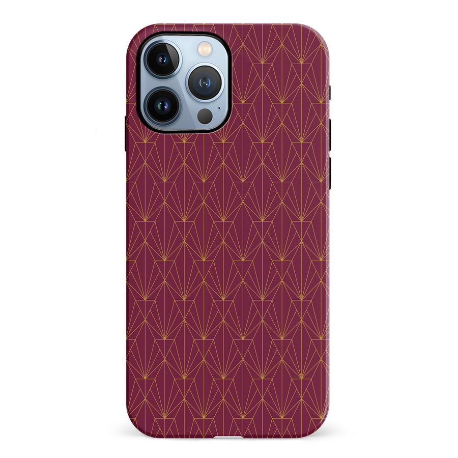 iPhone 12 Pro Showcase Art Deco Phone Case in Maroon