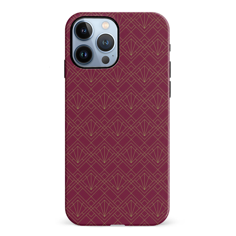 iPhone 12 Pro Iconic Art Deco Phone Case in Maroon