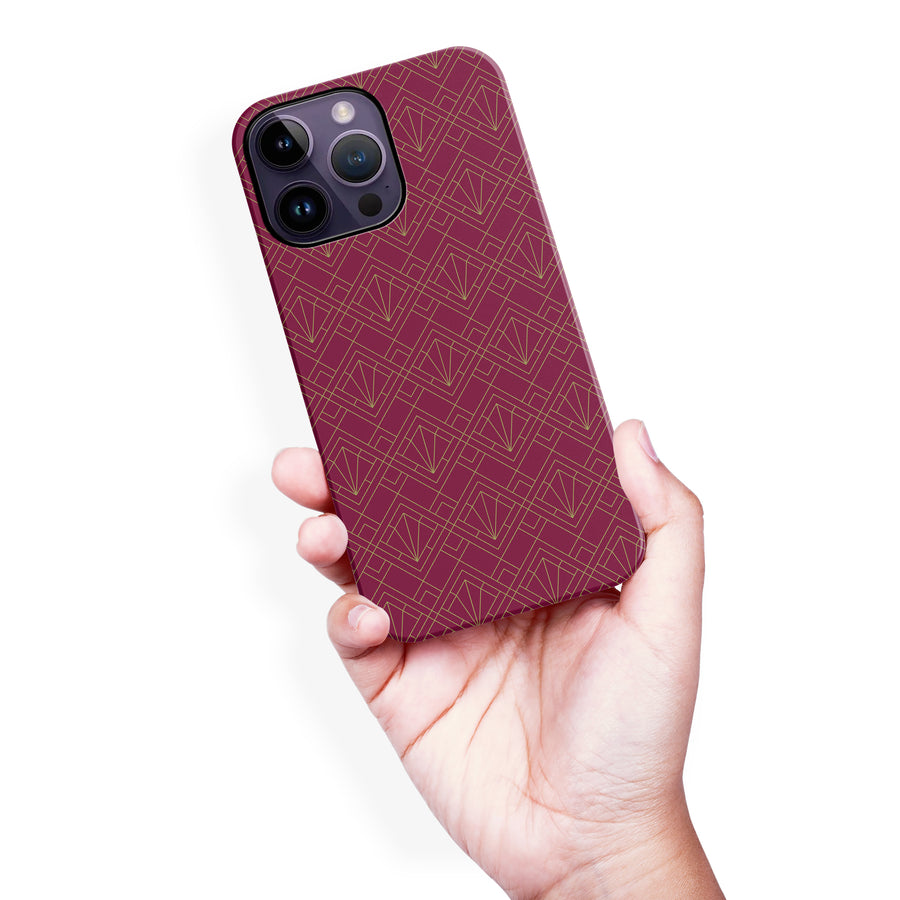 iPhone 14 Pro Max Iconic Art Deco Phone Case in Maroon