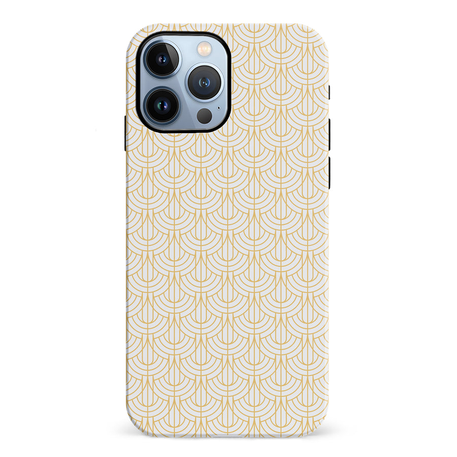 iPhone 12 Pro Curved Art Deco Phone Case in White
