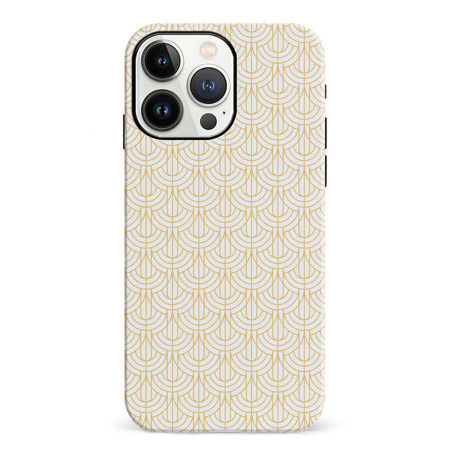 iPhone 13 Pro Curved Art Deco Phone Case in White