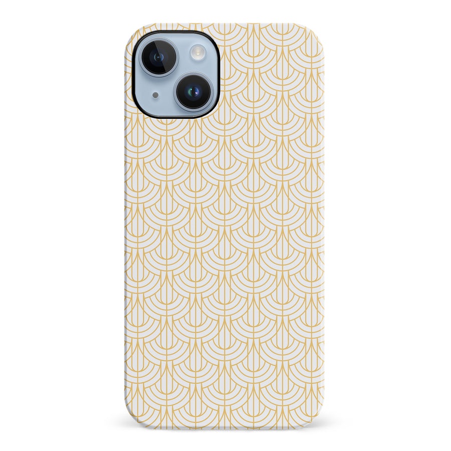iPhone 14 Plus Curved Art Deco Phone Case in White