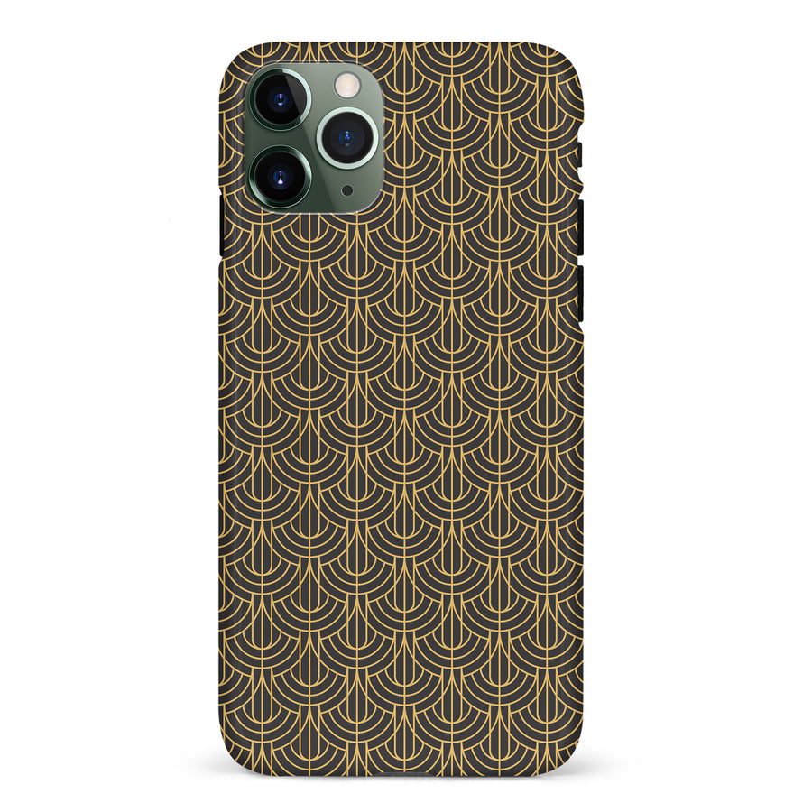 iPhone 11 Pro Curved Art Deco Phone Case in Black