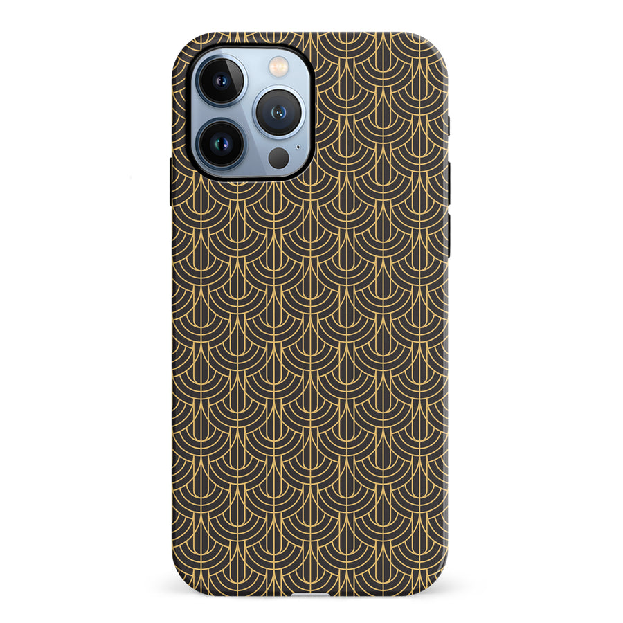 iPhone 12 Pro Curved Art Deco Phone Case in Black