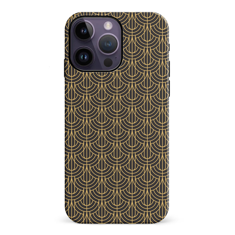iPhone 14 Pro Max Curved Art Deco Phone Case in Black