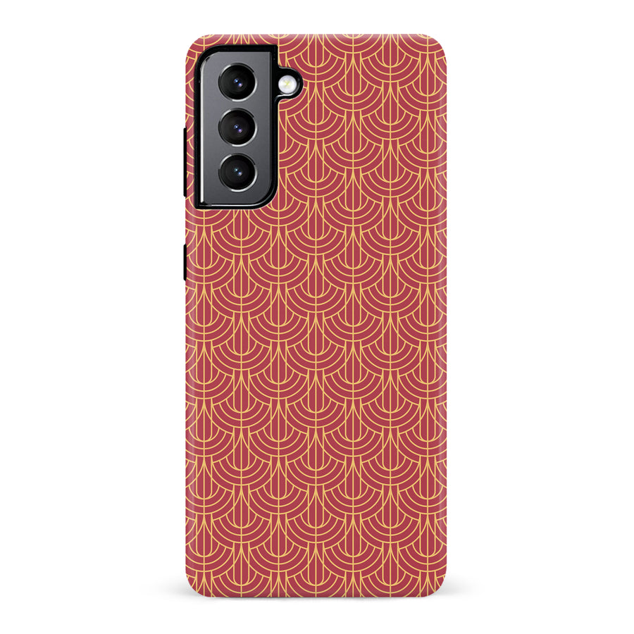 Samsung Galaxy S22 Curved Art Deco Phone Case in Red