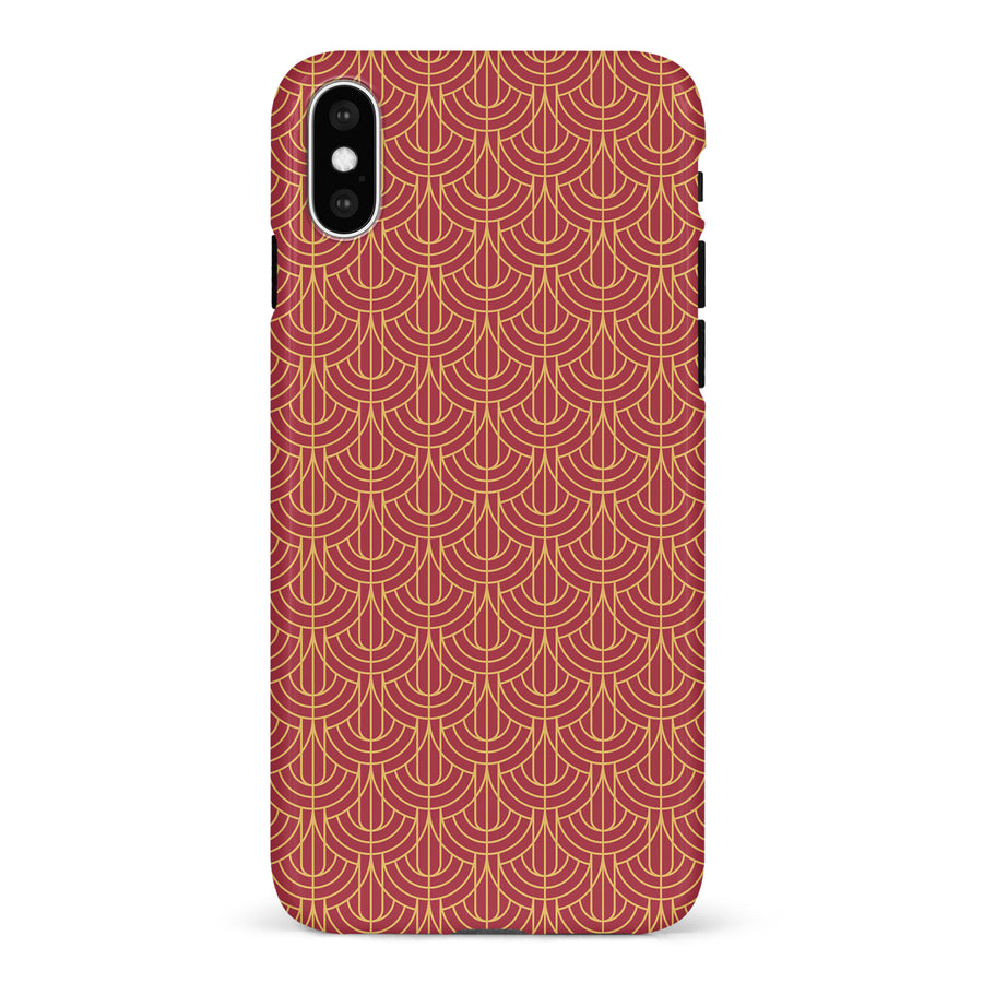 iPhone X/XS Curved Art Deco Phone Case in Red
