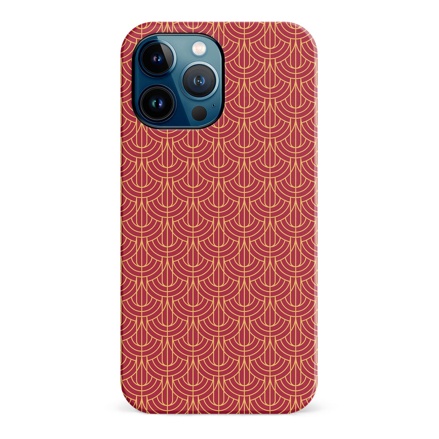 iPhone 12 Pro Max Curved Art Deco Phone Case in Red