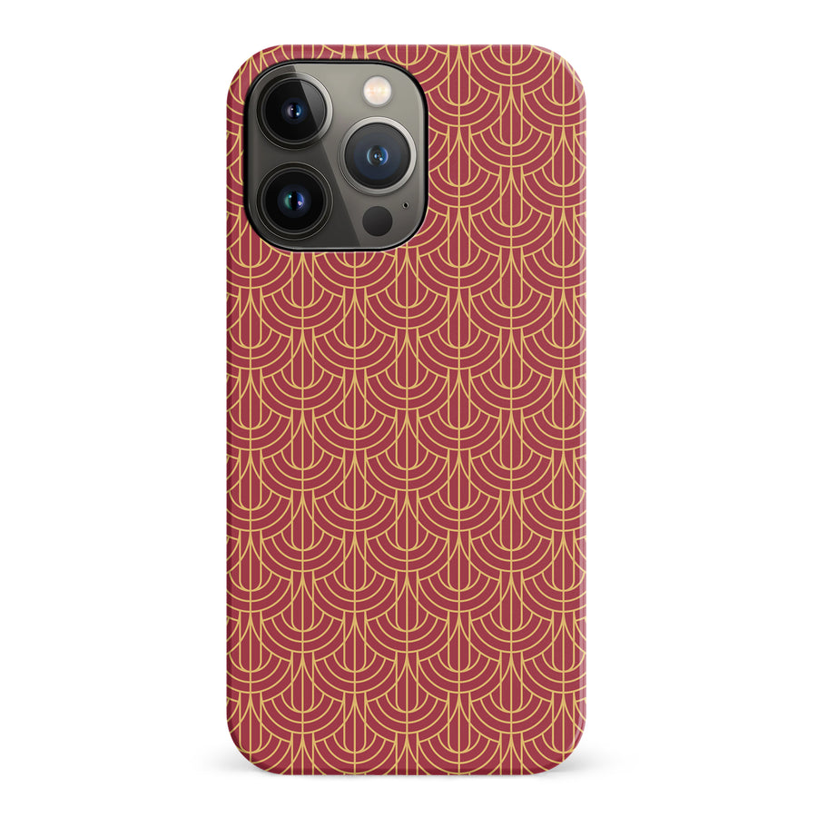 iPhone 14 Pro Curved Art Deco Phone Case in Red