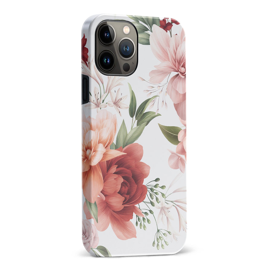 iPhone 13 Pro Max peonies one phone case in white