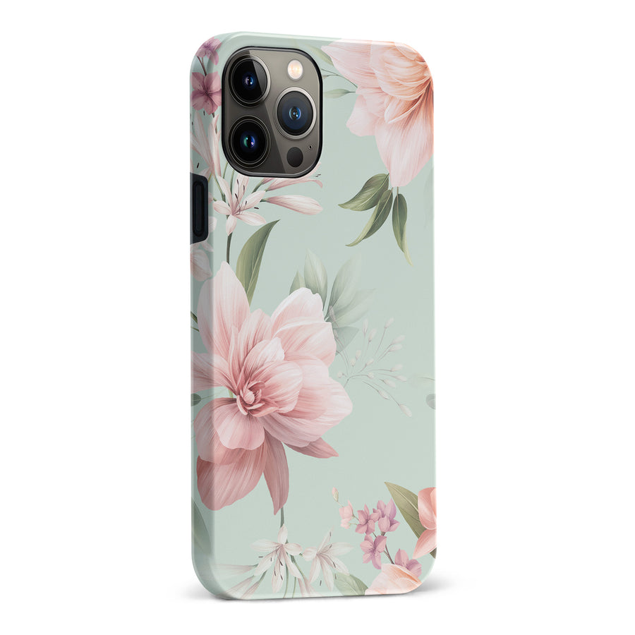 iPhone 13 Pro Max Peonies Two Floral Phone Case in Green