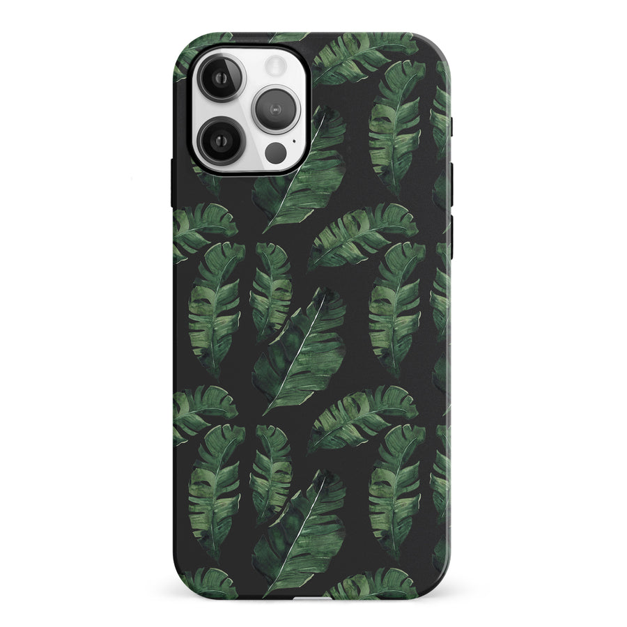 iPhone 12 Banana Leaves Floral Phone Case in Black