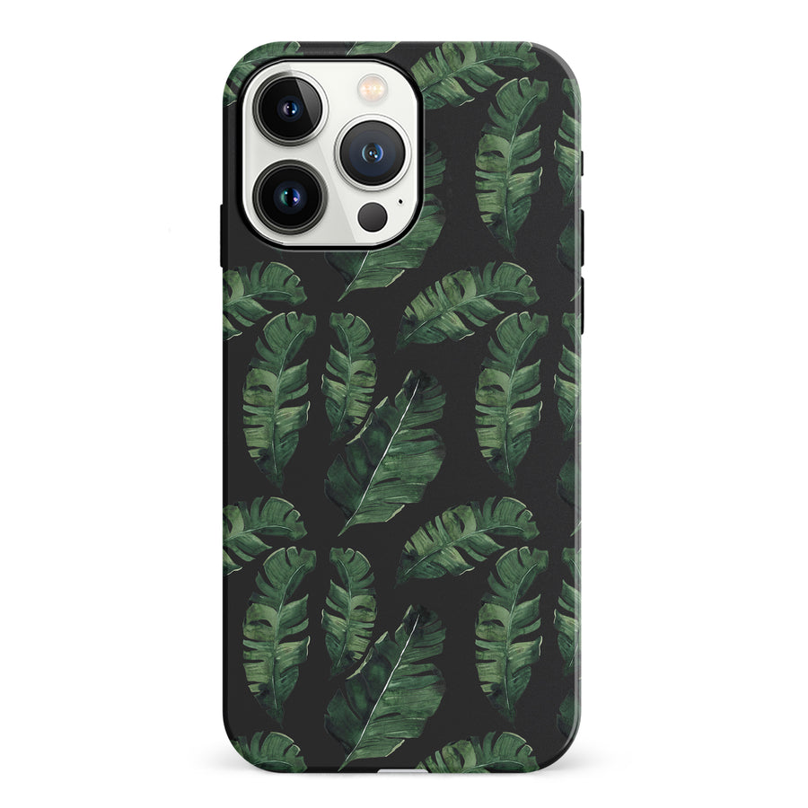 iPhone 13 Pro Banana Leaves Floral Phone Case in Black