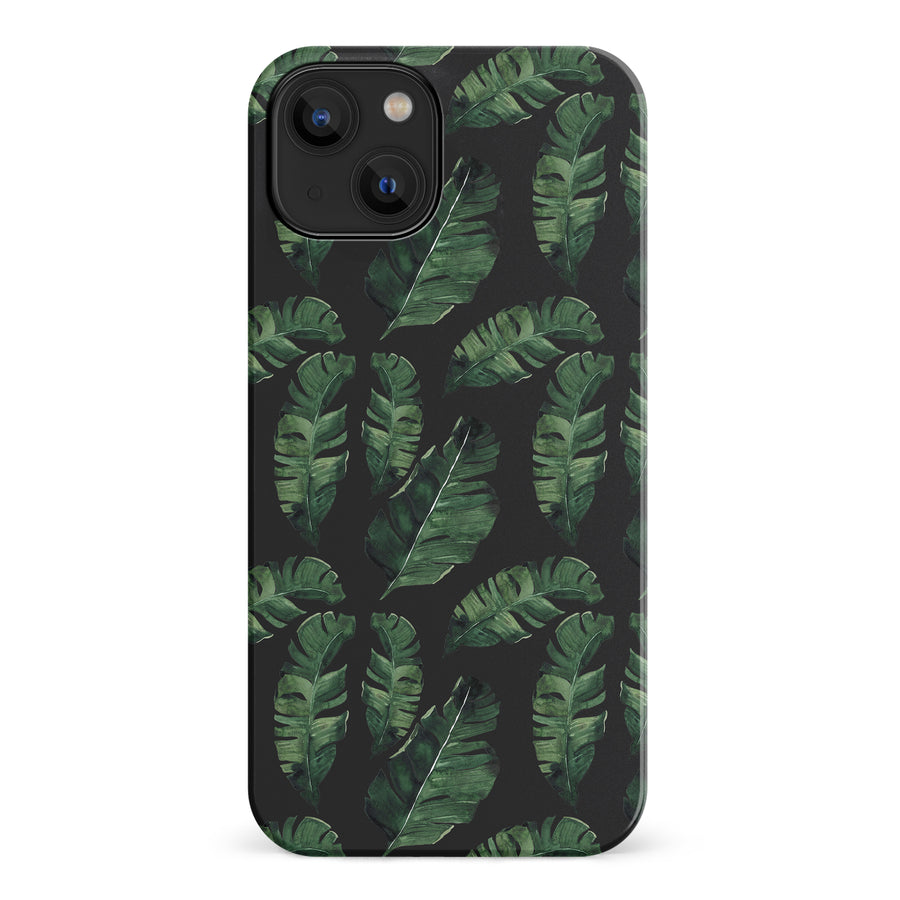 iPhone 14 Banana Leaves Floral Phone Case in Black