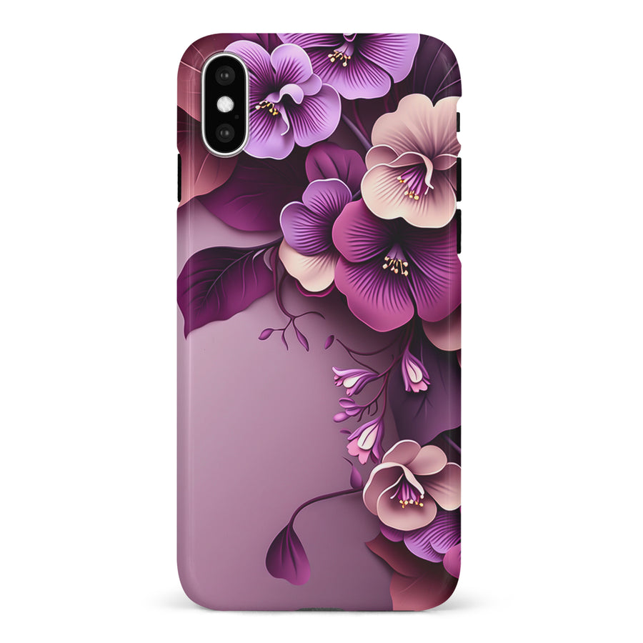 iPhone X/XS Hibiscus Phone Case in Purple
