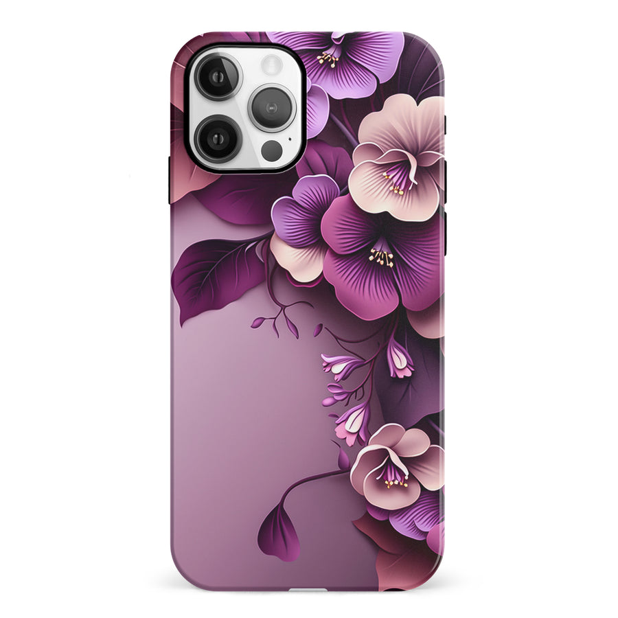iPhone 12 Hibiscus Phone Case in Purple