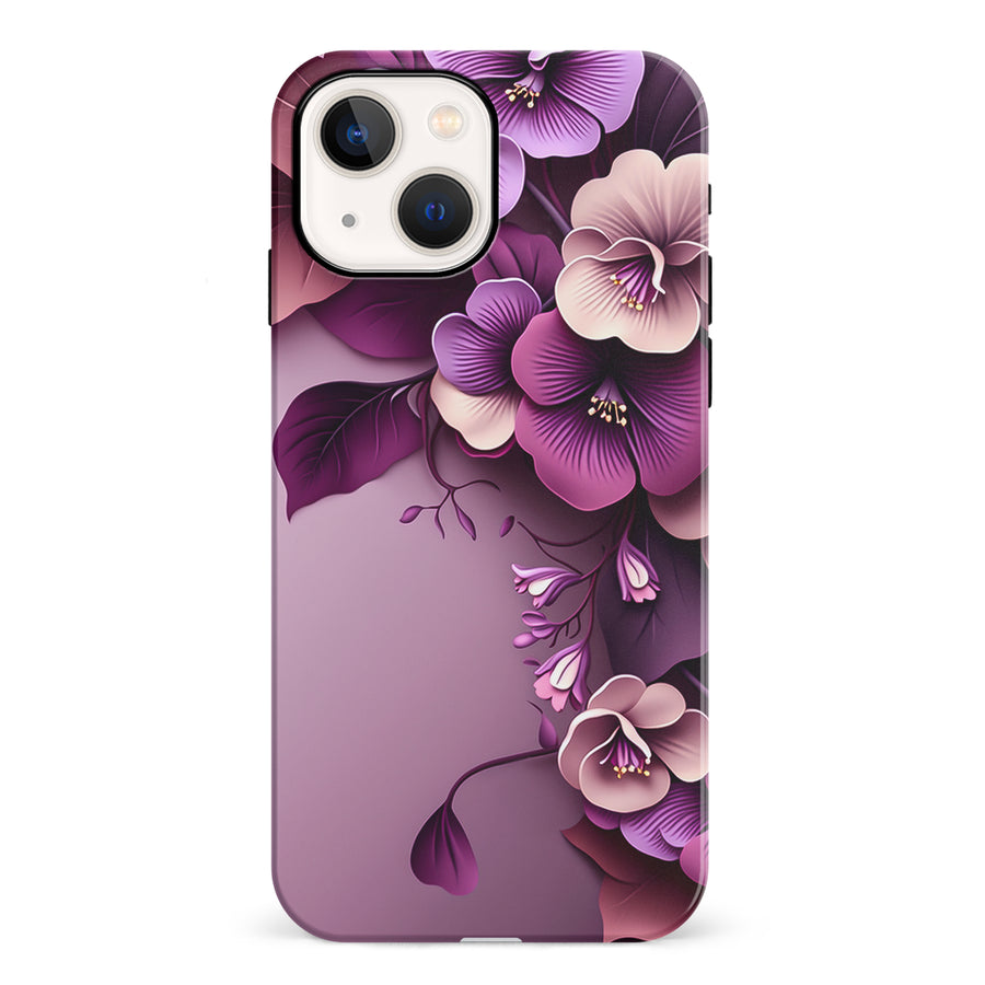 iPhone 13 Hibiscus Phone Case in Purple
