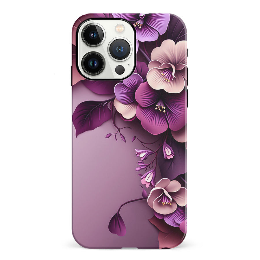 iPhone 13 Pro Hibiscus Phone Case in Purple