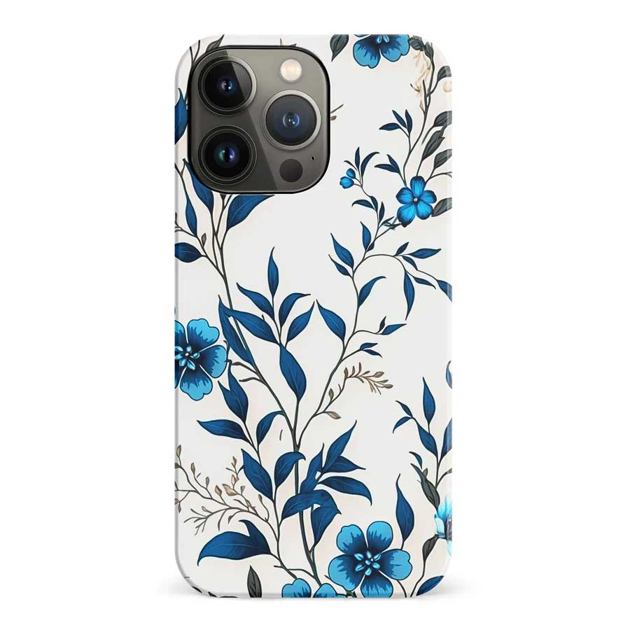 iPhone 14 Pro Blue Hibiscus Phone Case in White