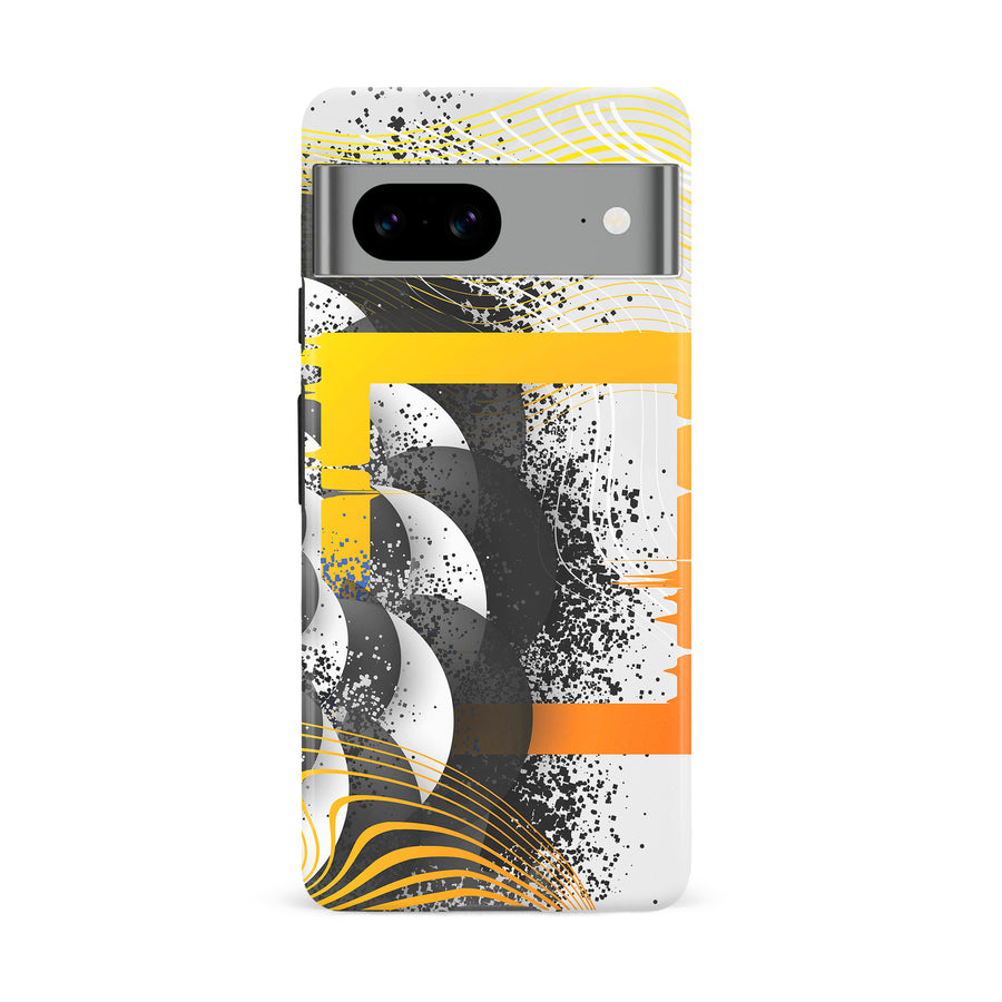 Google Pixel 8A Yellow Cosmic Swirl Abstract Phone Case