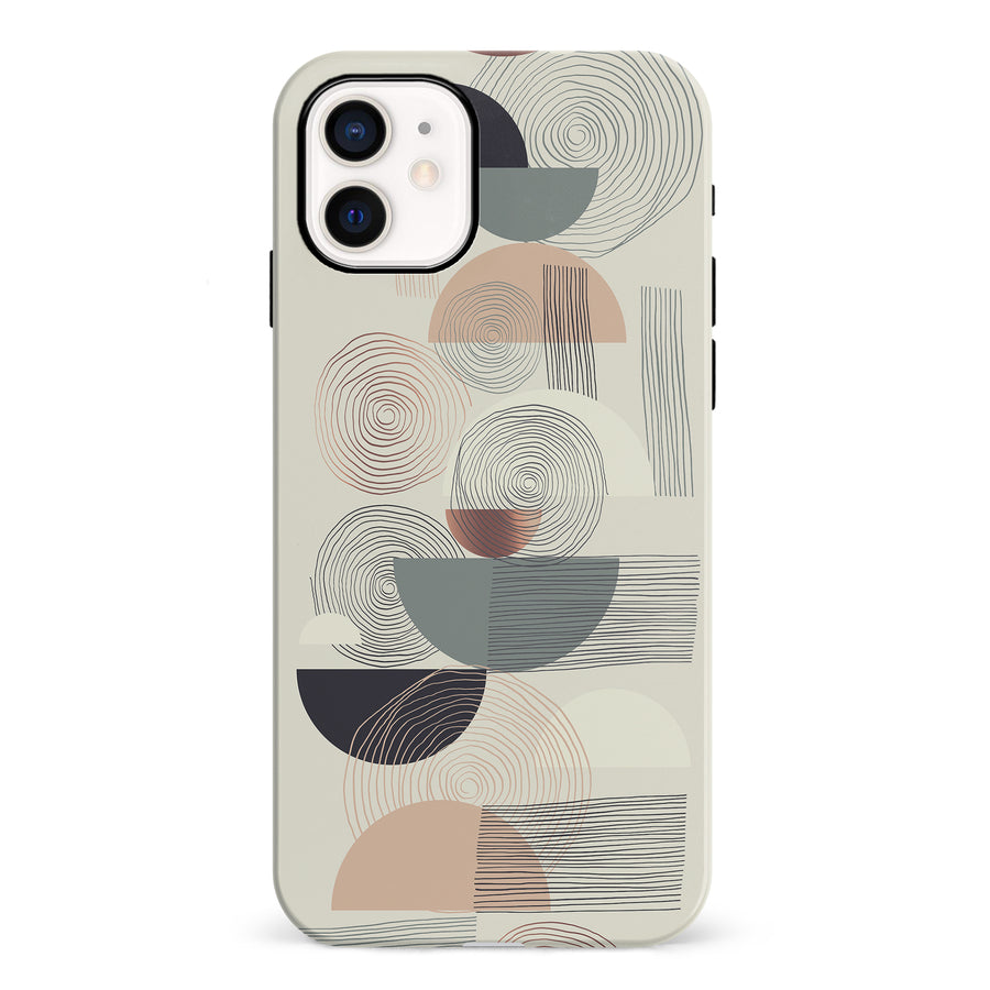 iPhone 12 Mini Artistic Circles & Lines Abstract Phone Case