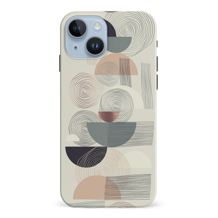 iPhone 15 Artistic Circles & Lines Abstract Phone Case