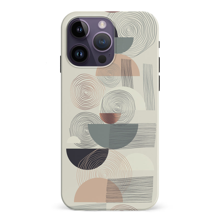 iPhone 15 Pro Artistic Circles & Lines Abstract Phone Case