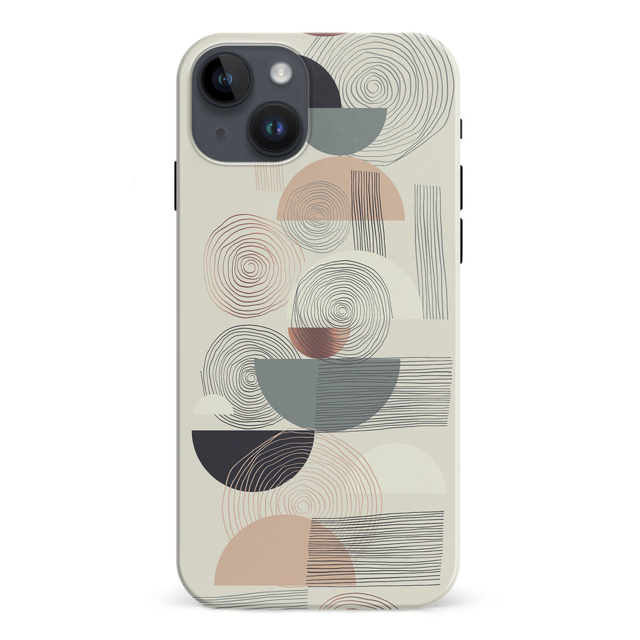 iPhone 15 Plus Artistic Circles & Lines Abstract Phone Case