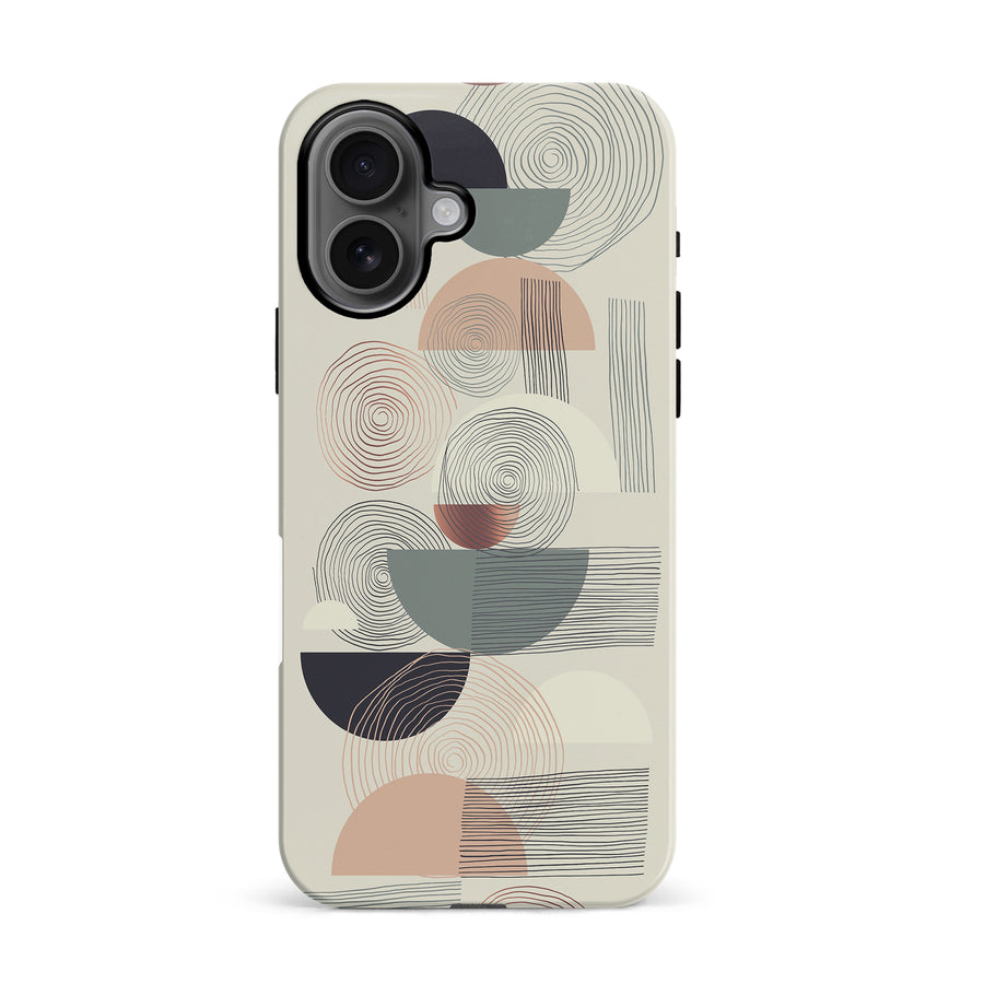 iPhone 16 Artistic Circles & Lines Abstract Phone Case