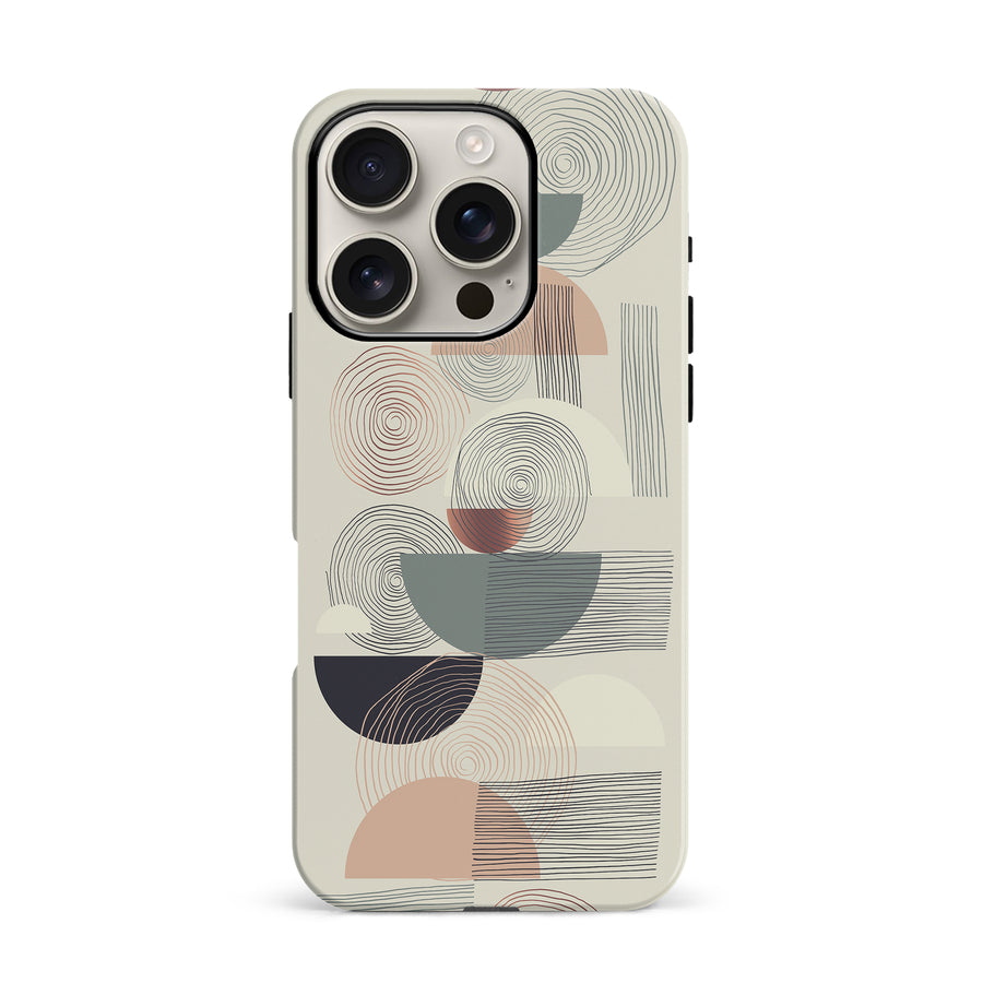 iPhone 16 Pro Artistic Circles & Lines Abstract Phone Case