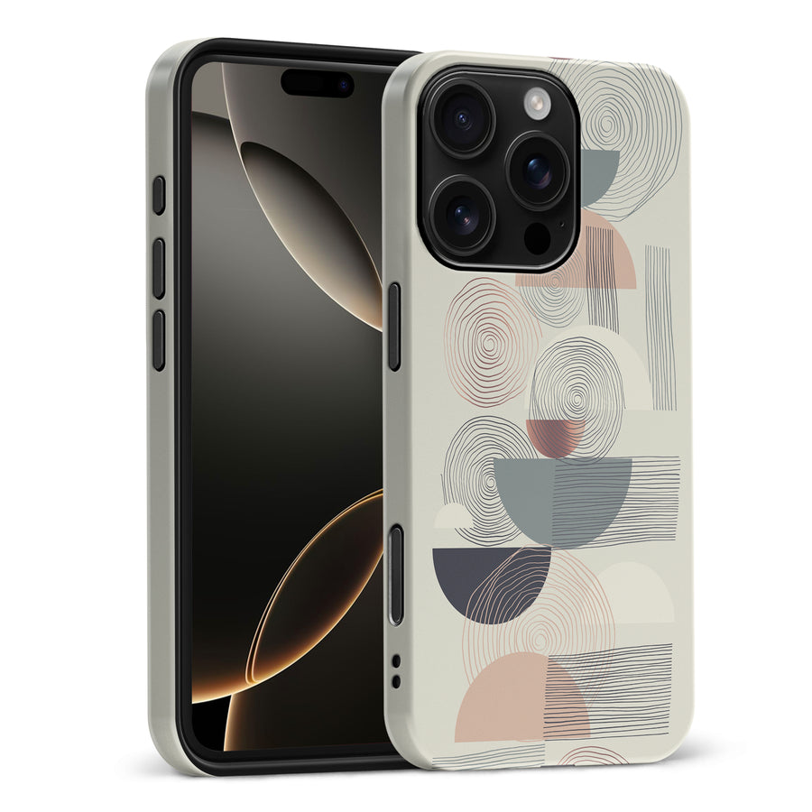 iPhone 16 Pro Max Artistic Circles & Lines Abstract Phone Case