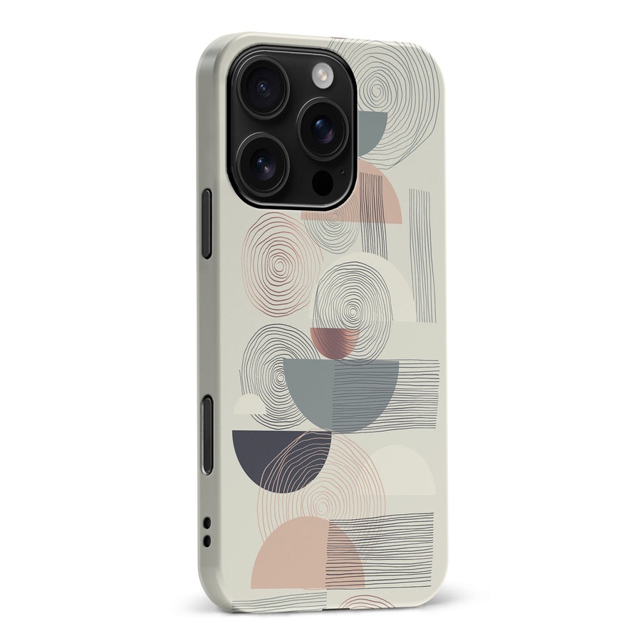 iPhone 16 Pro Max Artistic Circles & Lines Abstract Phone Case