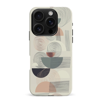 iPhone 16 Pro Max Artistic Circles & Lines Abstract Phone Case