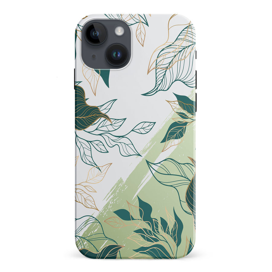 iPhone 15 Plus Vibrant Leaves Abstract Phone Case