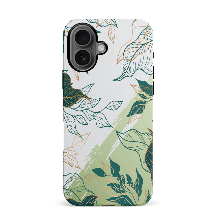 iPhone 16 Vibrant Leaves Abstract Phone Case