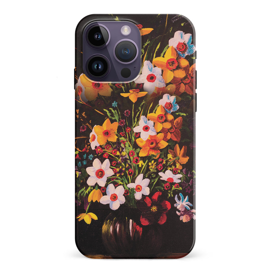 iPhone 15 Pro Serene Painted Petals Phone Case