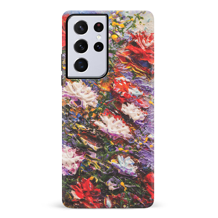 Samsung Galaxy S21 Ultra Meadow Painted Flowers Phone Case