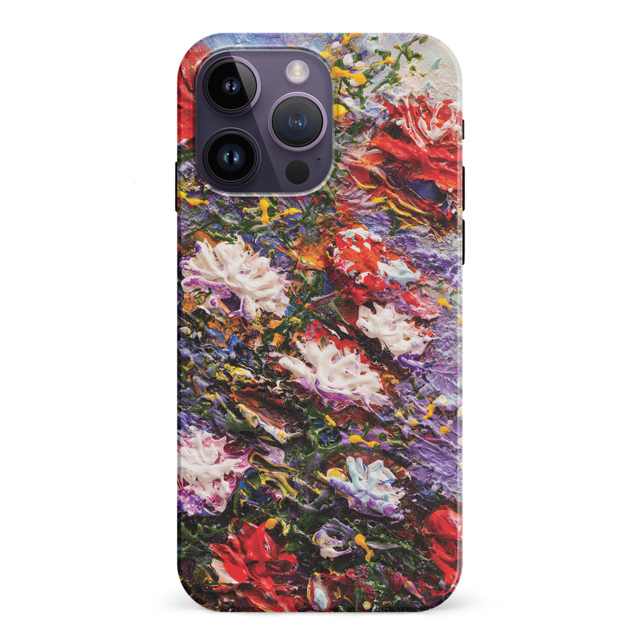 iPhone 15 Pro Meadow Painted Flowers Phone Case