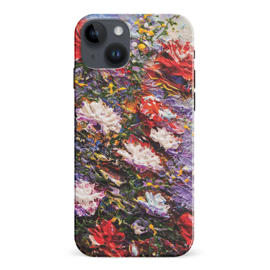 iPhone 15 Plus Meadow Painted Flowers Phone Case