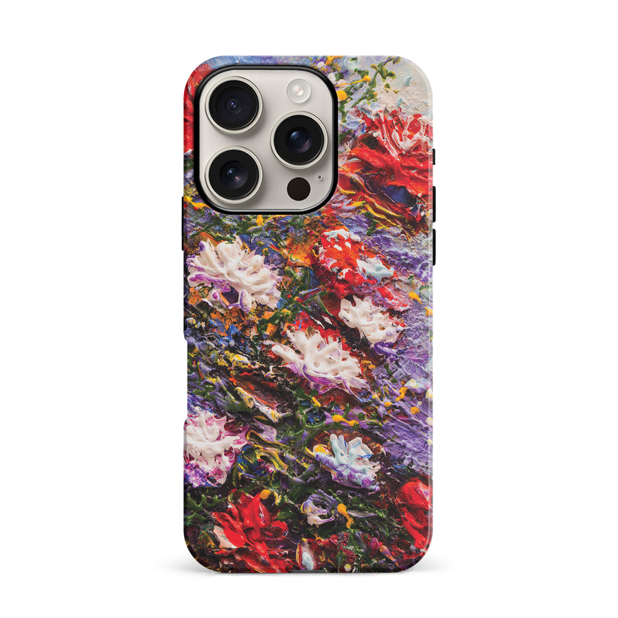 iPhone 16 Pro Meadow Painted Flowers Phone Case