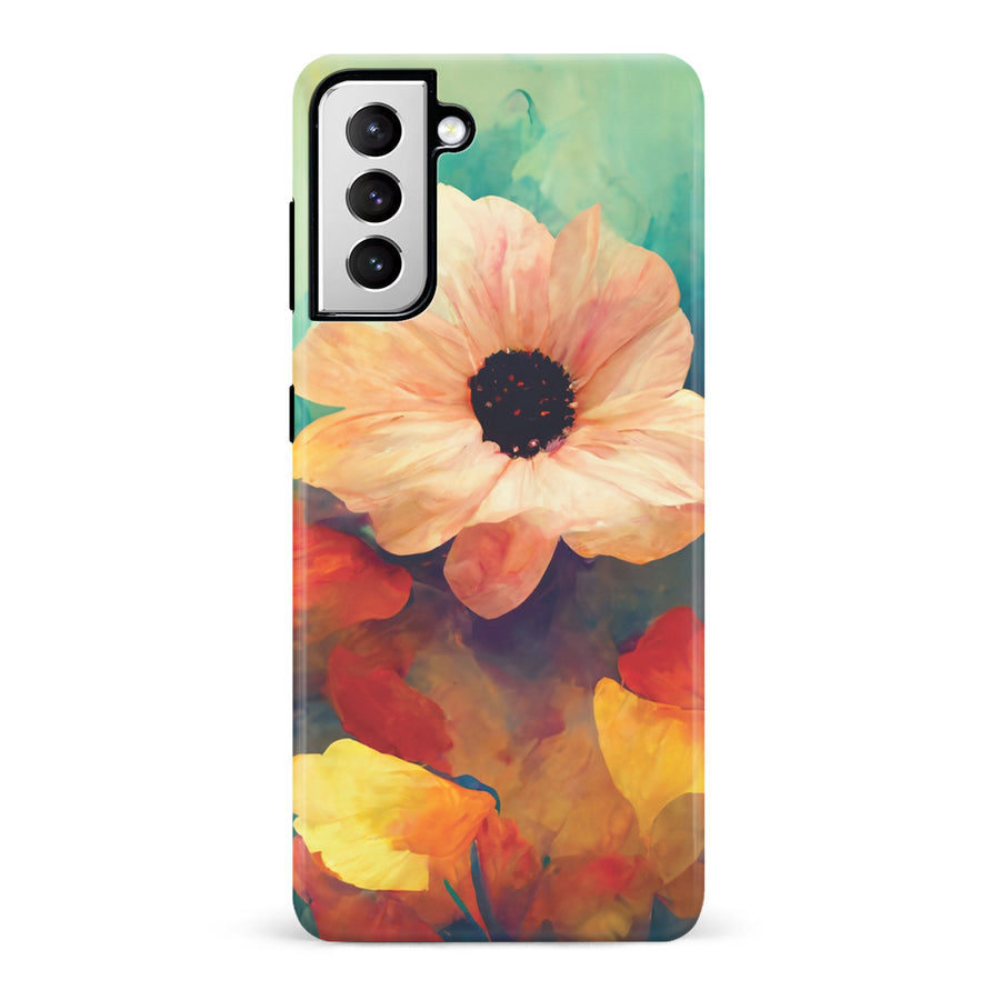 Samsung Galaxy S21 Vibrant Botanica Painted Flowers Phone Case