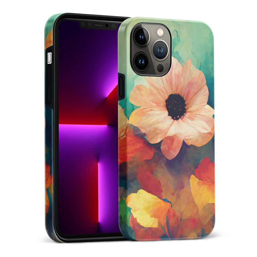 iPhone 13 Pro Max Vibrant Botanica Painted Flowers Phone Case