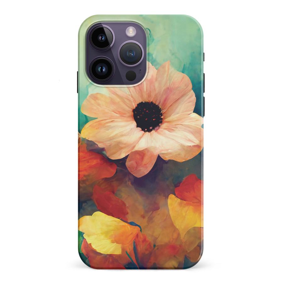 iPhone 15 Pro Vibrant Botanica Painted Flowers Phone Case