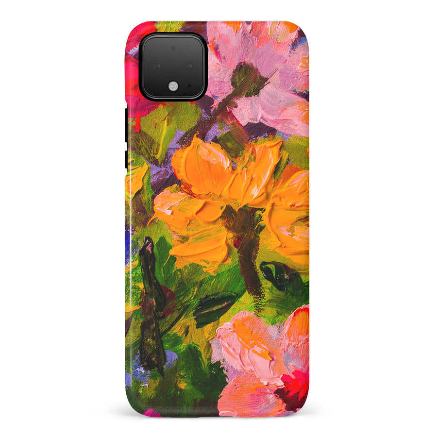 Google Pixel 4 Burst Painted Flowers Phone Case