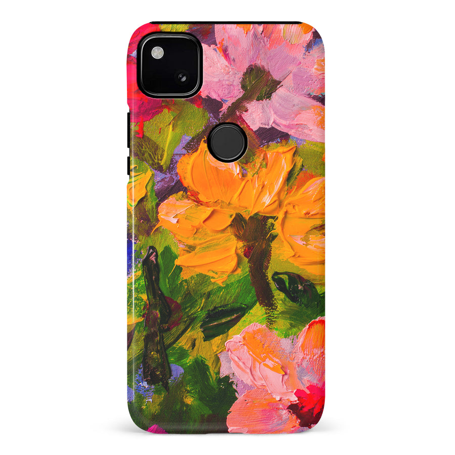 Google Pixel 4A Burst Painted Flowers Phone Case