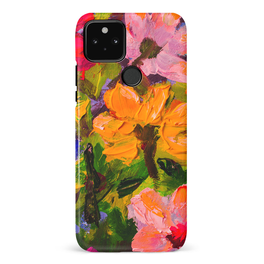 Google Pixel 5 Burst Painted Flowers Phone Case
