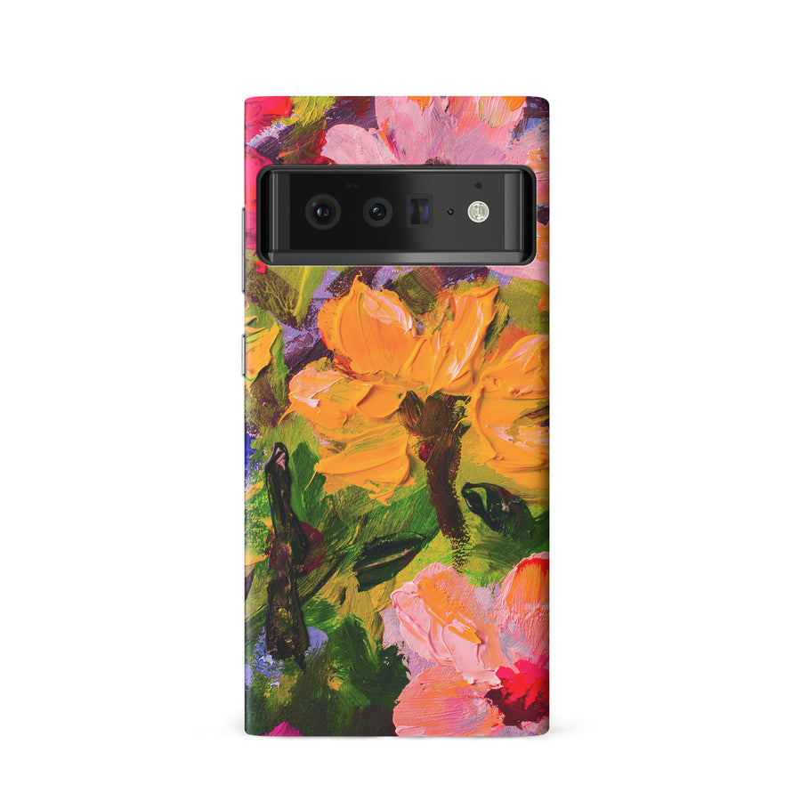 Google Pixel 6 Burst Painted Flowers Phone Case