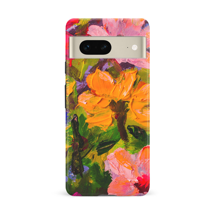 Google Pixel 7 Burst Painted Flowers Phone Case